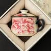 Taza Personal de Oficina Rock Mineral Blanco Boca de Flor Separación de Té y Agua Taza de Té Taza de Cerámica con Tapa Exquisita Taza de Té Retro