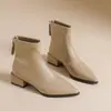 Botines Chelsea 2026 Punta Fina Botines Cortos para Tobillo Botas Adelgazantes Tacón Grueso Botines Cortos Moda Femenina Otoño Estilo Coreano Cremallera Trasera Pequeño