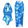 Europeo y Americano Nuevo Amazon Aliexpress Traje de Baño Sexy Escote en V Profunda con Cordones Cuello Halter Falda de Gasa Traje de Baño Transfronterizo