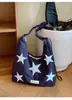Bolso de mujer de nailon plisado con estrellas de gran capacidad transfronterizo, bolso tote de cordón moderno y versátil, bolso de hombro de lona, moderno