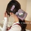 Pañuelo Cuadrado Patchwork Bloques de Color Floral Gris y Morado Coreano Lazo Plegado para el Cabello Pasador Nuevo Pasador Aro para el Cabello Accesorios para el Cabello para Mujeres