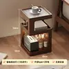 Mesa Auxiliar Creativa para Sofá Estilo Crema Madera Maciza Mesita de Noche con Lámpara Mesita de Noche Lujosa de Alta Gama Simple Pequeña Mesa de Centro