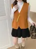 Elegante y sencillo chaleco de traje estilo francés, chaleco de punto de moda para mujer, adecuado para llevar en capas en otoño e invierno
