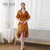 Saia Nova Transfronteiriça 100% Seda de Amoreira, Saia Bainha Larga de Seda de Alta Qualidade Folha de Lótus, Vestido de Seda Feminino com Modelagem Emagrecedora na Cintura