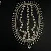 Sombreros de venta cruzada más vendidos, populares en Europa y América, accesorios de sombrero de malla multicapa con pedrería brillante para bodas de novia