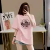 Camiseta Oversize de Manga Corta Estilo Europeo para Mujer, Nueva Tendencia de Verano 2024, Marca Trendy, Cuello Redondo, Corte Holgado, Top de Longitud Media, Tendencia Ins