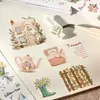 Libro de Pegatinas en Rollo Chica Salsa de Tomate, Serie de Viajes Lentos por Pueblos Pequeños, Decoración Original Temática de Pueblo Pequeño Estilo Fieltro, 4 Diseños