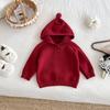 Nova Coleção de Inverno da Dianxi: Suéter com Capuz Espesso e Forrado em Fleece para Bebês e Crianças Pequenas, Malha Lisa Elegante e Versátil para Meninas