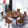 Nueva Mesa de Comedor de Madera de Ébano Estilo Chino Mesa de Comedor Redonda Plegable Retráctil para Apartamento Pequeño Combinación de Mesa y Sillas de Madera Maciza