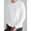 Camiseta de manga larga de modal para hombre, top de cuello redondo, base de color liso, antibacteriana y antiácaros, adecuada como capa interior para otoño