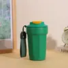 Taza octogonal con asa, termo para café de acero inoxidable 316, taza de oficina portátil, personalizable con impresión de logo