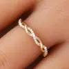 Anillo Abierto Trenzado Retorcido de Moda Estilo Coreano para Mujer con Circonita Microincrustada Versátil y Ajustable