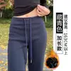 Pantalones de Chándal Negros de Pierna Recta para Mujer, Estilo Nuevo Primavera, Otoño e Invierno 2025, Cintura Alta, Caída Suelta, Para Personas Bajas, Casual, Pantalones de Chándal de Pierna Ancha con Forro de Felpa