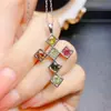 Venta al por mayor de fábrica Popular Colgante de Turmalina Natural con Incrustaciones de Plata S925 Piedra Principal 4*4 Joyería de Lujo Venta Directa de Fábrica
