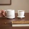 Caneca de Porcelana Jade Branco com Filtro para Separação de Chá, Copo Cerâmico Doméstico para Escritório com Tampa, Copo de Água para Conferência