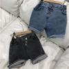 Shorts de Mezclilla para Niños y Niñas, Botón Único, Dobladillo Enrollado, Talla 26, Nuevo Estilo de Verano, Ropa Infantil de Comercio Exterior, Venta al por Mayor, Edades 3-8