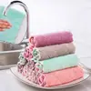 Paño de limpieza de color sólido de coralina para el hogar, no suelta pelusa, no graso, paño absorbente para lavar platos
