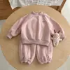 Conjunto de Felpa Otoño/Invierno para Bebé Niña Ningli Ropa de Otoño para Niña Sudadera con Capucha Rosa Cuello Redondo Pantalones de Chándal para Niños Conjunto de Dos Piezas