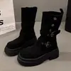 Botas Chelsea estilosas e confortáveis de uso duplo para mulheres, nova coleção outono/inverno 2026, design de nicho, botas de sola grossa de cano médio para figuras baixinhas