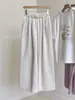 Linho Sensação Mergulhada Estilo Preguiçoso Calças Frescas Femininas Estilo Coreano Retrô Emagrecedor Elaste High Waist Perna Larga Calças Finas Calças Casuais