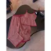 Conjunto de Pijama Listrado Vermelho Retro com Alça e Sutiã Embutido para Mulheres, Usável no Verão, Conjunto de Loungewear com Regata Emagrecedora e Calça Longa