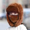 Chapéu Lei Feng grosso e peludo com forro de fleece feminino para uso externo à prova de frio, chapéu de esqui quente, proteção para as orelhas de inverno, chapéu de algodão à prova de vento para ciclismo