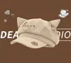 Fábrica de Chapéu Octogonal com Orelhas de Gato de Algodão Beret Desenho Animado Fofo Atacado para Mulheres Estilo Doce Japonês Versátil Que Faz o Rosto Parecer Menor