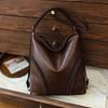 Bolso de hombro retro de gran capacidad para mujer, mochila de PU combinable a la moda, bolso cruzado informal de cuero suave para mujer