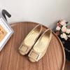 Fivela Quadrada Aumento de Altura 5cm Couro Patente Macio Elegante Boca Rasa Feminino Slip-On Bico Redondo Estilo Francês Desejo Puro Sapatos de Commuter Moda
