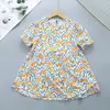 Vestido de algodón con mangas abullonadas 2022 algodón artificial floral fresco fino falda suave
