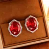 Pendientes Rojos de Circonita Estilo Palacio Retro Diseño de Nicho Lujo Accesible Pendientes Pesados Moda Exquisita Pendientes Personalizados para Mujer
