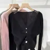 Top de pico con ribete de encaje y pestañas, cárdigan de punto único y chic para mujer, estilo popular para principios de la primavera de 2025, adecuado como capa base