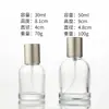 Botella de Perfume de 30 ml en Stock del Fabricante, Botella Gruesa de Vidrio de 50 ml, Botella Redonda Corta de Muestra, Botella Recargable de Viaje, Botella con Atomizador
