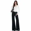Jeans estilo americano, ajustados en la pierna, con campana, en color gris azulado, nueva colección otoño 2026 para mujer, de tiro alto y adelgazantes