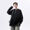 Moletom desconstruído com zíper meio zíper e tachas, estilo retrô americano, ombro com ombreira, para homens e mulheres, estilo high street, novo primavera/outono 2026, manga longa solta