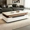 Mesa de centro de doble capa para uso doméstico en la sala de estar, mesa de madera maciza con cuatro cajones, minimalista moderno, lujo ligero, sensación de alta gama, mesa rectangular