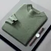 Suéter de Punto Pullover de Color Sólido con Cuello Redondo para Hombre, Nuevo Otoño/Invierno 2025, Suéter de Lana Casual de Lujo Ligero, Venta al por Mayor Transfronteriza