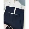 ¡Muy recomendable! Fascinante~ Misteriosos pantalones azules de alta gama de lana fina de pierna recta, versátiles y elegantes