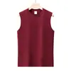 Dropshipping 220 Camiseta Masculina de Algodão Puro Sem Mangas Estilo Americano Casual Cor Sólida Gola Redonda Colete Esportivo Manga Curta