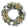 Corona de Navidad para Colgar en la Puerta con Piñas, Flores Doradas, Bolas de Algodón, Corona de Vid, Corona Transfronteriza para Colgar en la Pared, Decoraciones de Papá Noel de Madera