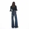 Outono/Inverno 2026 Novo Estilo Americano Fio Roxo Vaca Cintura Baixa Slim Fit Jeans Reto Retro Feminino Dropshipping