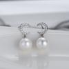 Pendientes de luna coreanos de plata S925 para mujer, pequeños pendientes coreanos de perlas dulces y frescas, fabricantes de accesorios de cristal DIY