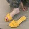 Chinelos Retro de Camurça com Salto Anabela Baixo e Biqueira Aberta para Mulheres Usarem na Rua, Sandálias Slip-On Confortáveis com Solado Macio