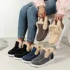 Sapatos transfronteiriços outono e inverno Amazon transfronteiriço bico redondo sola grossa quente sapatos de algodão tamanho grande sapatos femininos sapatos de saco botas de neve sapatos de feijão
