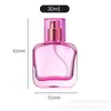 Botella de Perfume Cuadrada Colorida de 50 ml Botella de Spray de Perfume de Vidrio Botella de Muestra de Perfume Portátil Botella Vacía de Perfume