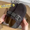 Sapatos Femininos Birkenstock-Style de Couro Genuíno com Aumento de Altura e Cobertura Total 2026 Primavera Novos Mocas Slip-On de Uso Duplo