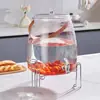 Jarra de agua fría portátil de gran capacidad PET transfronteriza con grifo para refrigerador, dispensador doméstico de bebidas de té de frutas, jarra de agua fría sellada