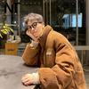 Chamarra acolchada de algodón de pana color café estilo americano para niños 2023 Invierno chamarra acolchada de algodón engrosada chamarra acolchada de algodón suelta retro con cuello alto