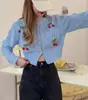 Suéter Dulce de Cereza Estilo Nuevo Primavera y Otoño 2026 para Mujer, Cárdigan Corto de Punto Holgado Estilo Coreano, Popular en Europa y América