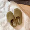 Zapatos abiertos sin cordones para mujer para uso en exteriores, versátiles para otoño e invierno 2026, zapatos de felpa y peludos para usar al aire libre, mocasines sin cordones con suelas planas y suaves, pantuflas de algodón
